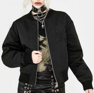 DISTURBIA PADDED BOMBER JACKET WITH CELTIC EMBROIDERY